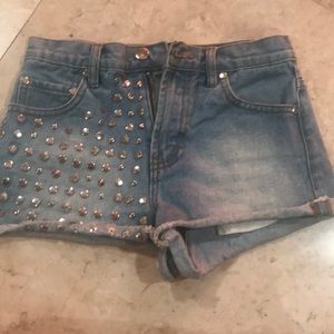 High rise studded shorts